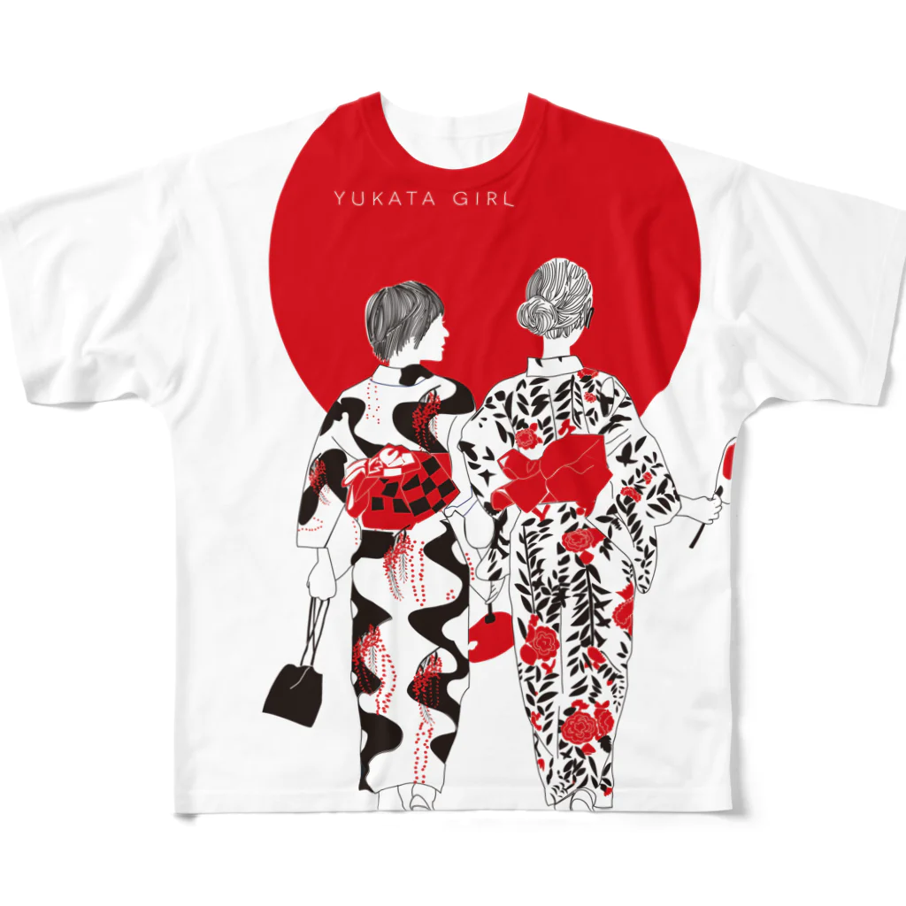 Drecome_DesignのYUKATA GIRL フルグラフィックTシャツ