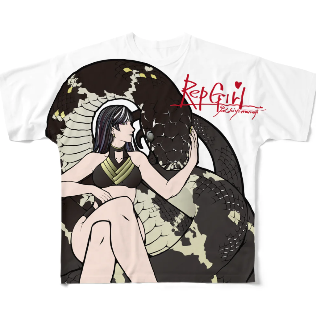 HERP MODA by ヤマモトナオキのベーレンパイソン フルグラフィックTシャツ