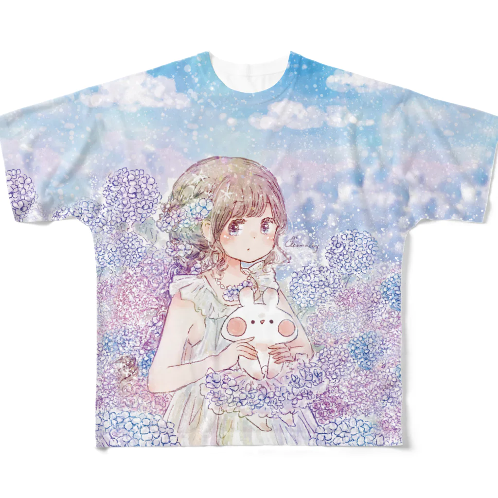 ＊momochy shop＊のアジサイ フルグラフィックTシャツ