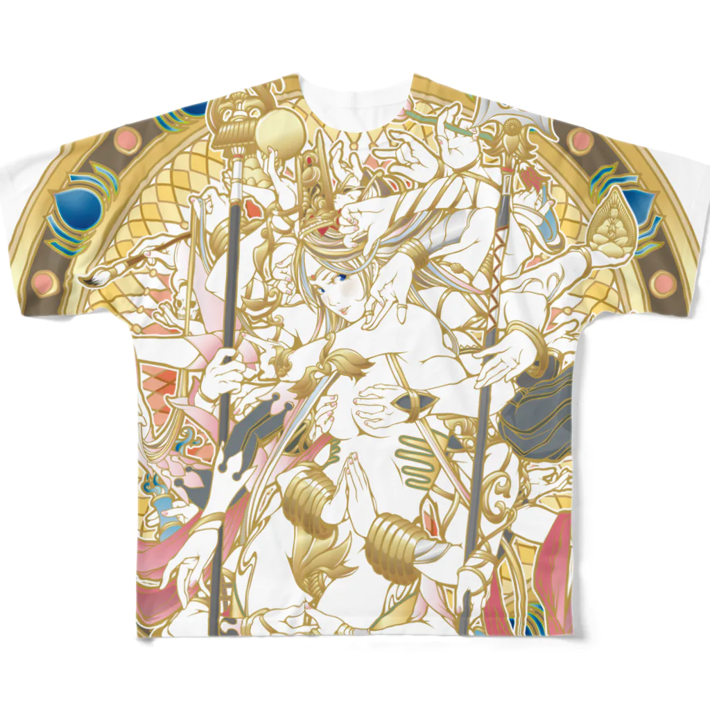 HERP MODA by ヤマモトナオキの千手観音 フルグラフィックTシャツ