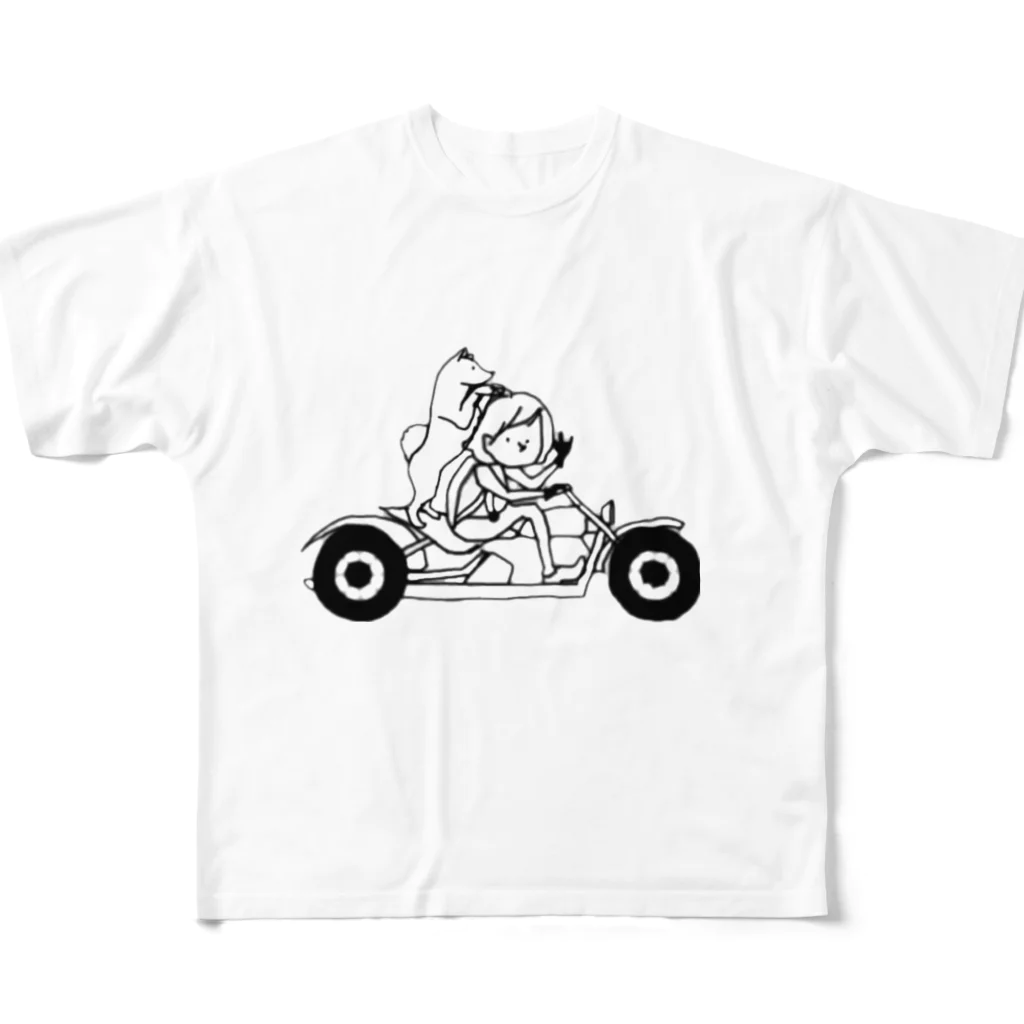 wakiyamaのうちとうちの犬とバイク All-Over Print T-Shirt