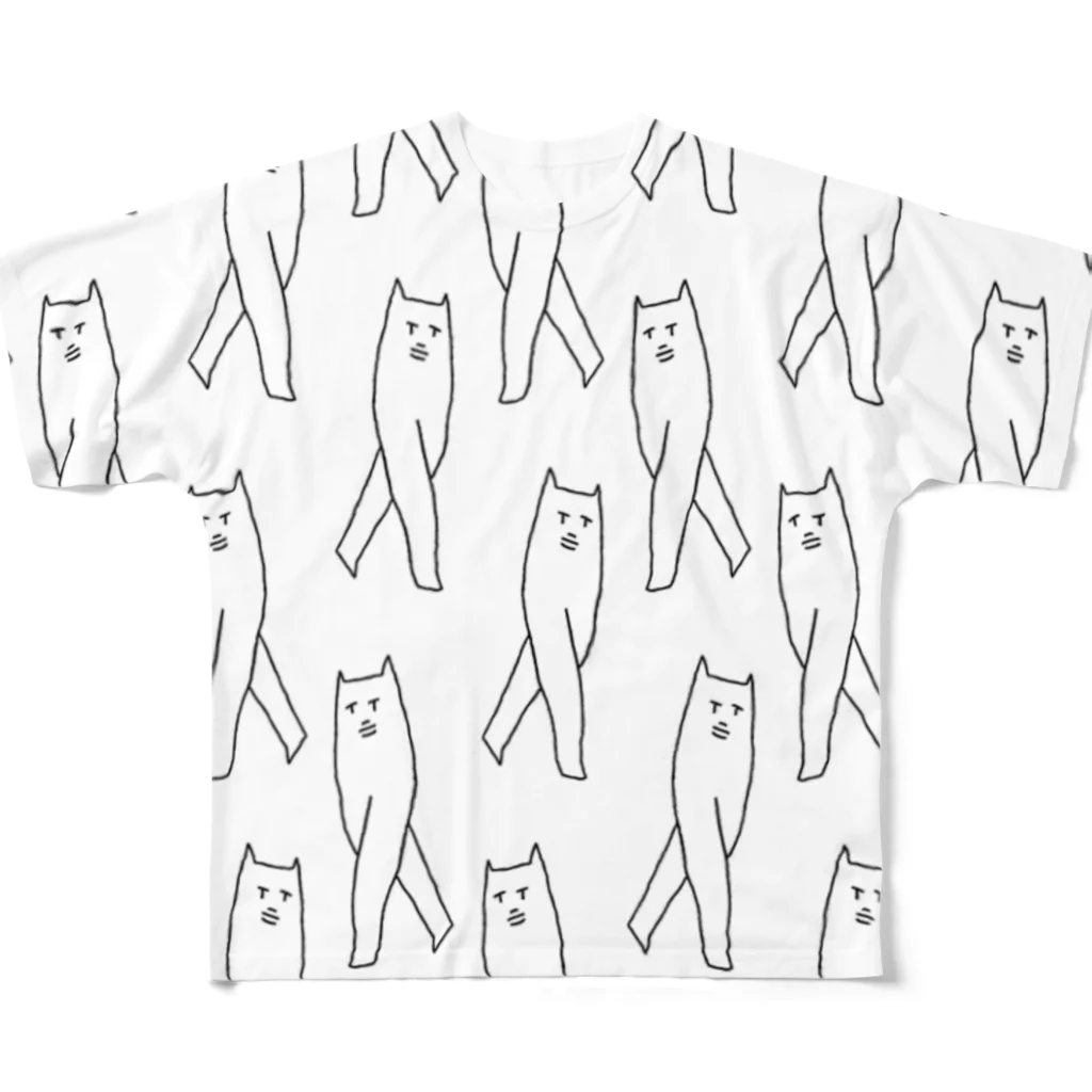 ねこちゃうの脚長ねこちゃう All-Over Print T-Shirt