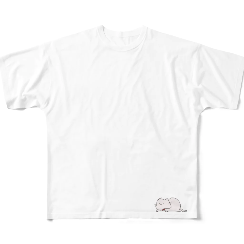 七田の眠たい猫 フルグラフィックTシャツ