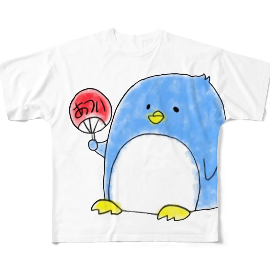 SHIMSHIMPANの暑い日のペンギン フルグラフィックTシャツ