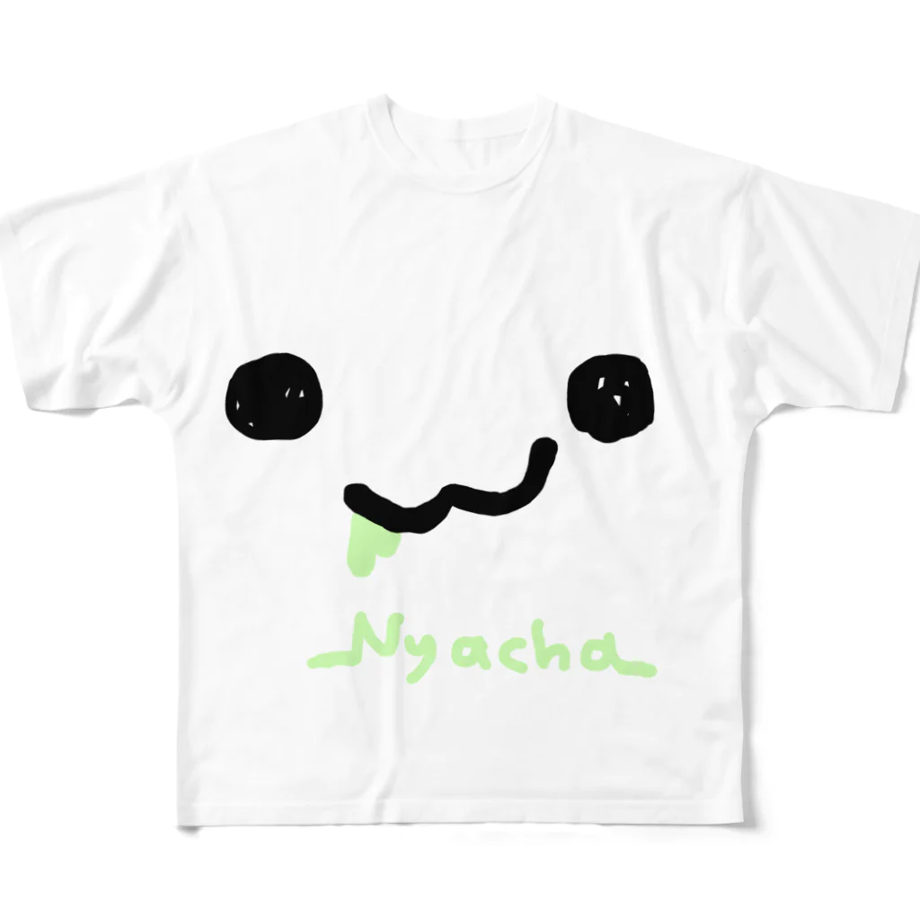 NYACHA&BOOCHAの目と口とよだれ フルグラフィックTシャツ