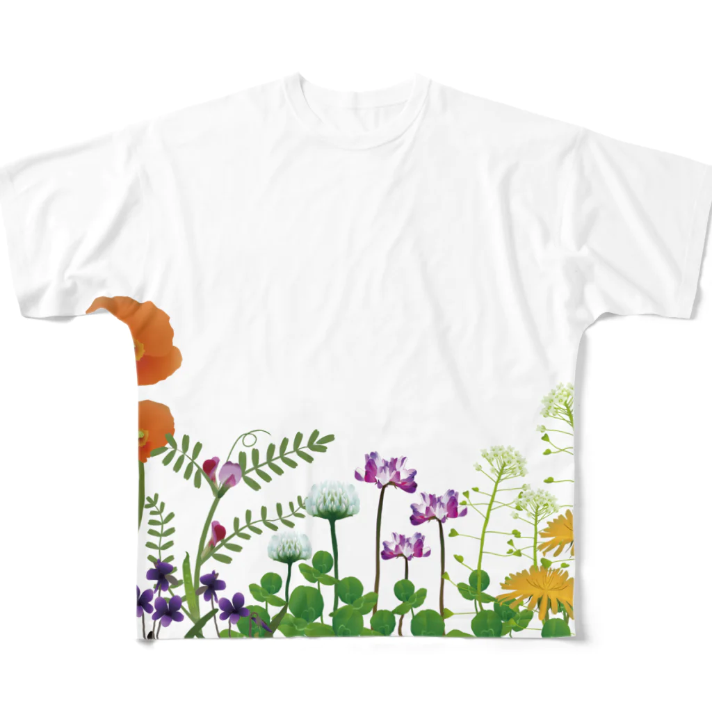 Drecome_Designの 野の花 フルグラフィックTシャツ