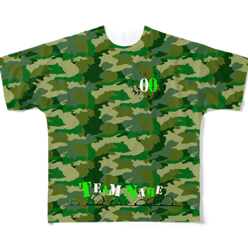 tottoの【受注制作】スポーツユニフォーム／カモフラグリーン フルグラフィックTシャツ