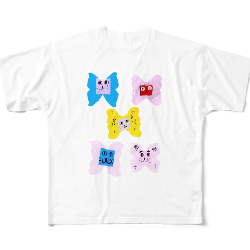 Let's C Design - design shop -のちょうちょネコ フルグラフィックTシャツ