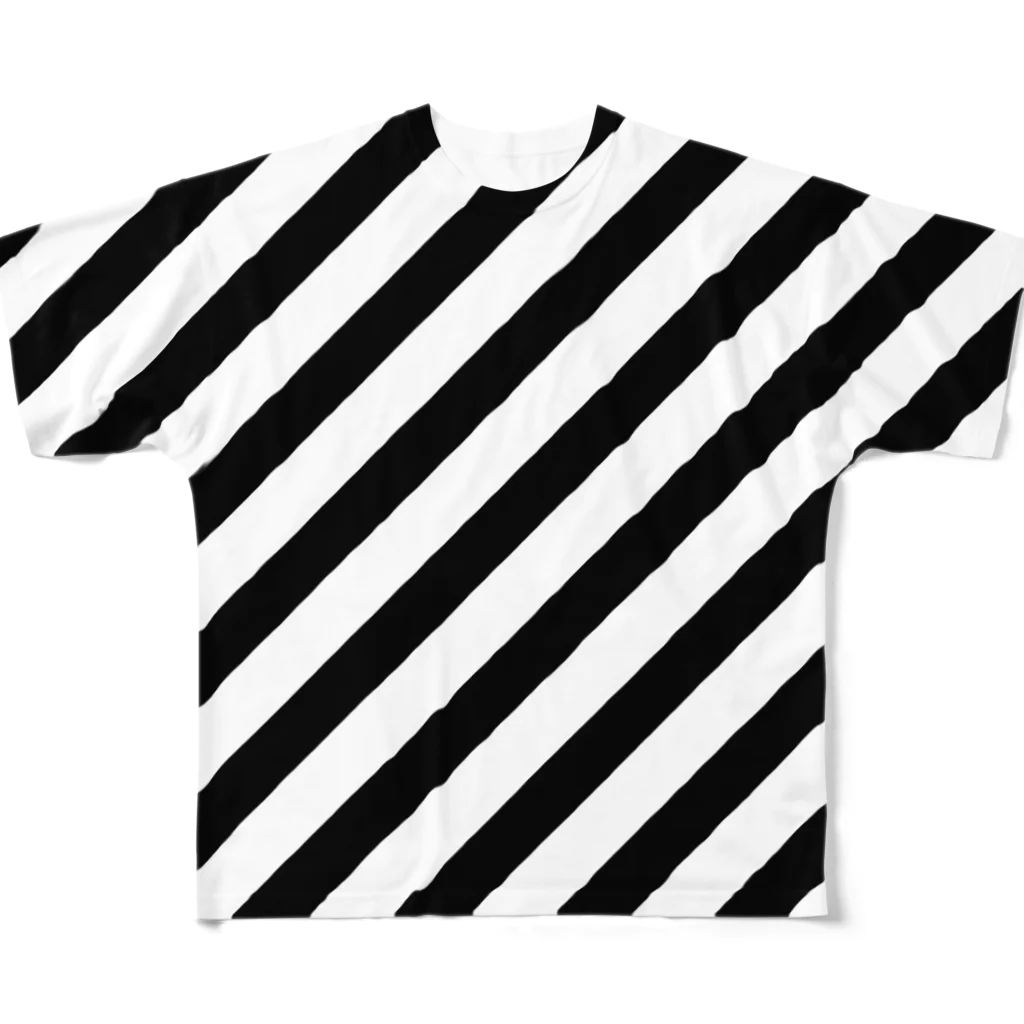 viofranme.のVIOFRANME SLASH STRIPES FULL SIZE FIT PRINT ZONE All-Over Print T-Shirt