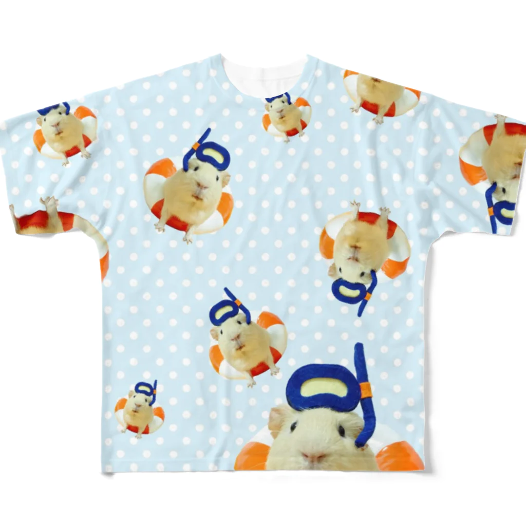 もんぺ＋MORPHEUSの浮き輪のモルモット All-Over Print T-Shirt