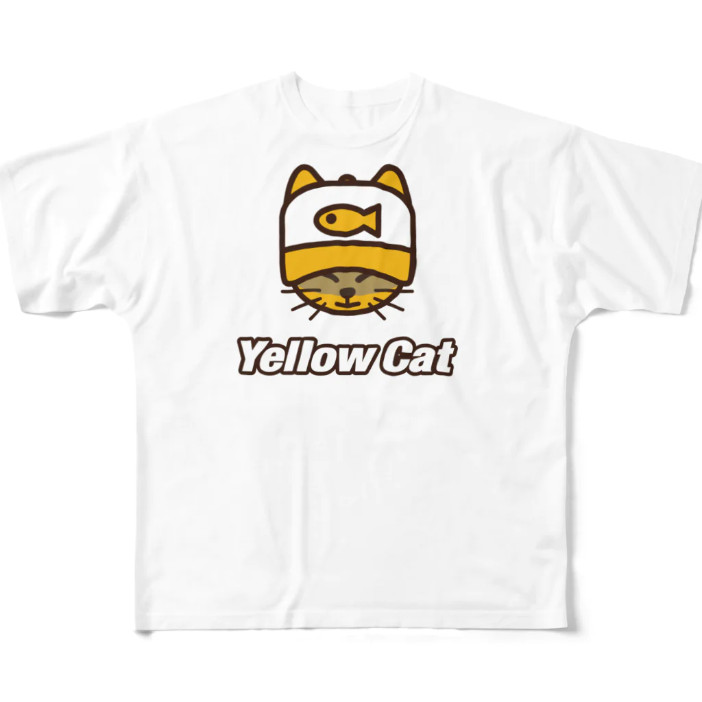 モルTのイエローキャット ミミ帽子 フルグラフィックTシャツ