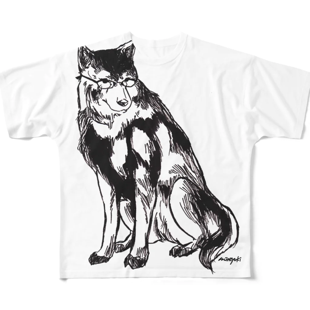 made blueのMEGANE-Dog. フルグラフィックTシャツ