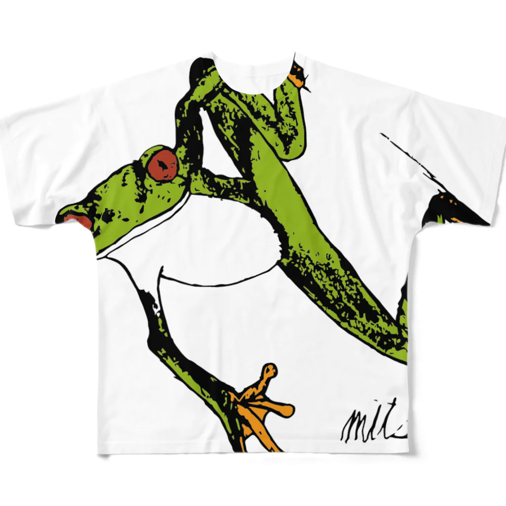 根本充啓のA FROG All-Over Print T-Shirt