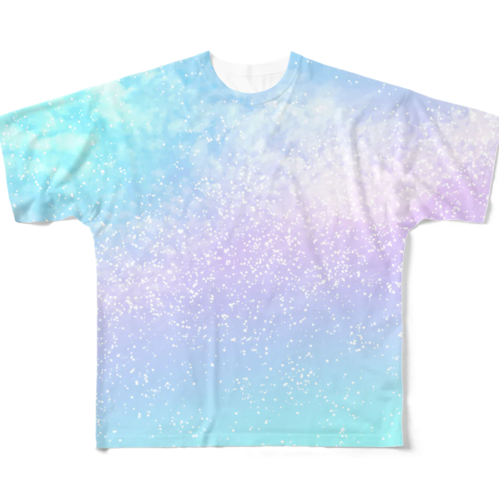 dizzyのPastel rainbow cosmic sky フルグラフィックTシャツ