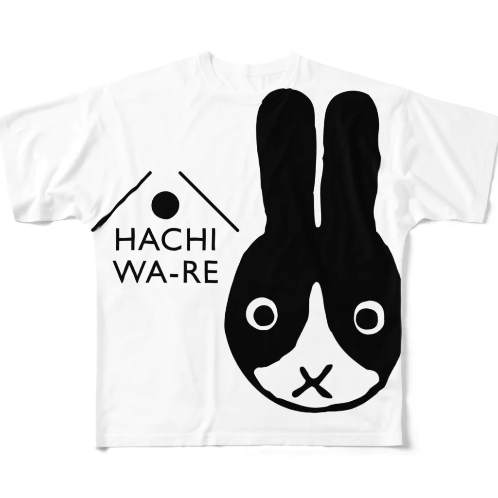 わかだん工房のハチワレうさぎ フルグラフィックTシャツ