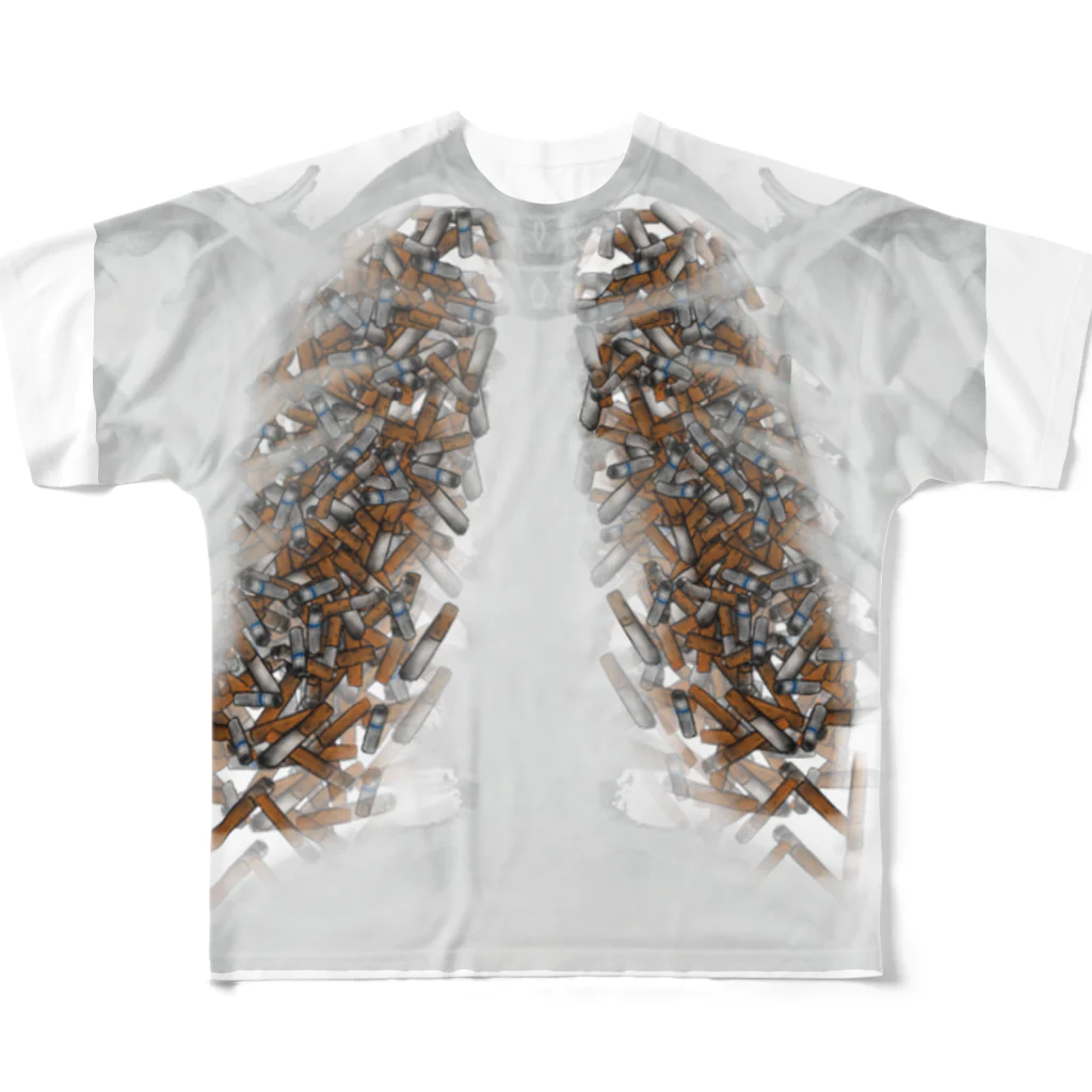 Smoking is addictiveのSmoking is addictive All-Over Print T-Shirt