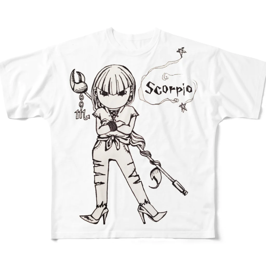 エンピツの星のアクセな12星座　蠍座 All-Over Print T-Shirt