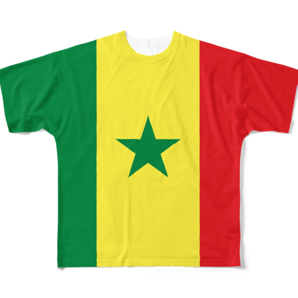 大のセネガル国旗 全柄 フルグラフィックTシャツ