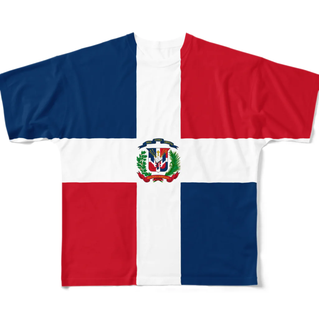 大のドミニカ共和国国旗 全柄 フルグラフィックTシャツ