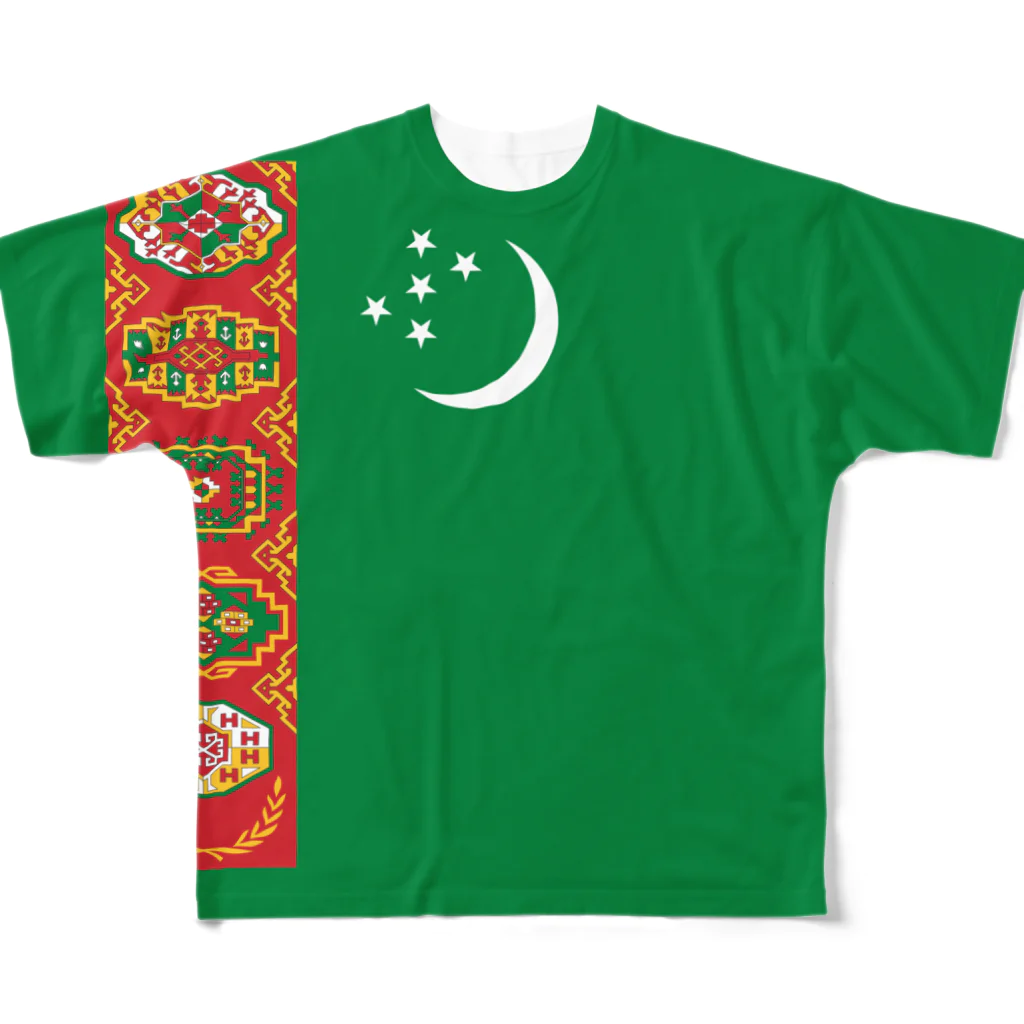 大のトルクメニスタン国旗 全柄 フルグラフィックTシャツ