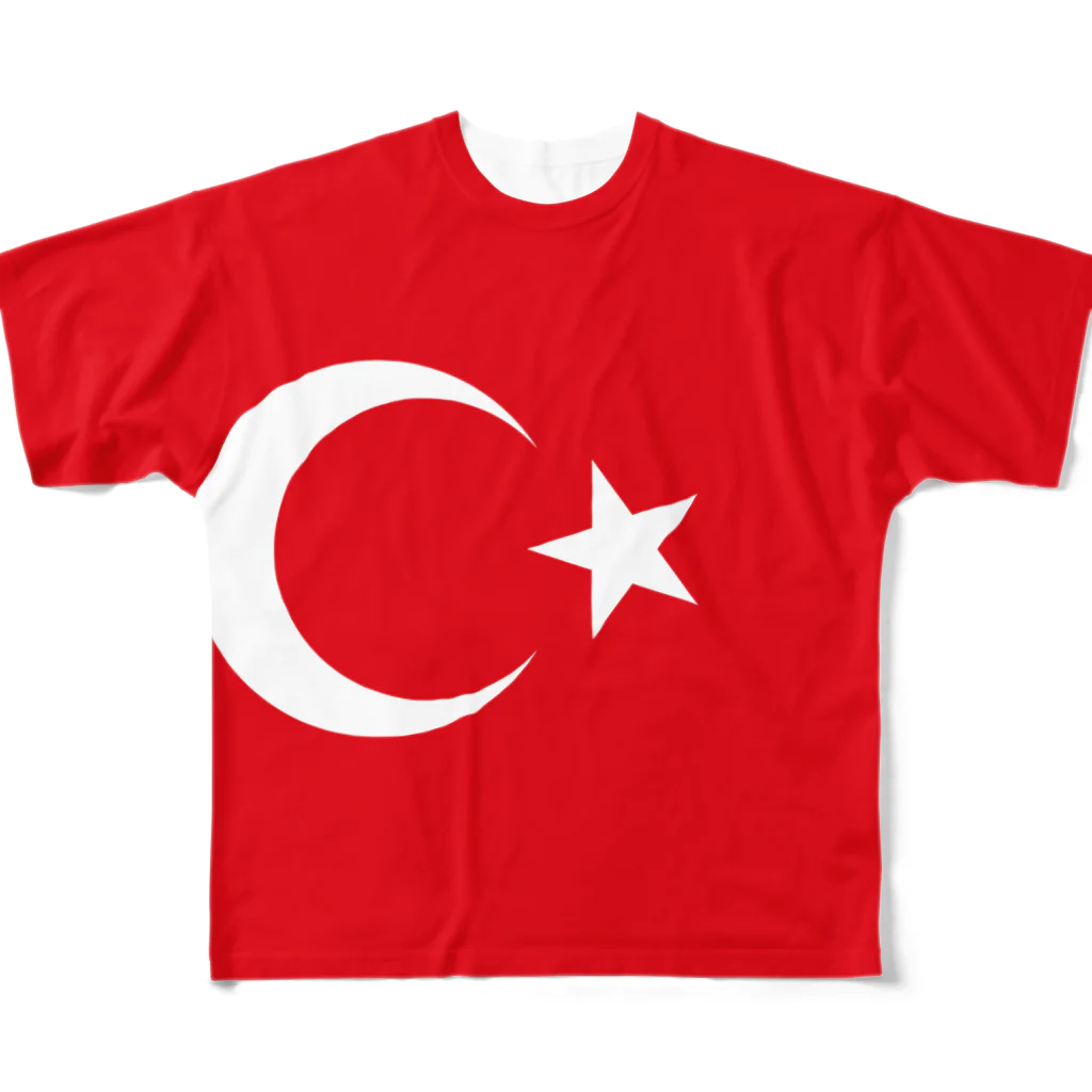 大のトルコ国旗 全柄 フルグラフィックTシャツ