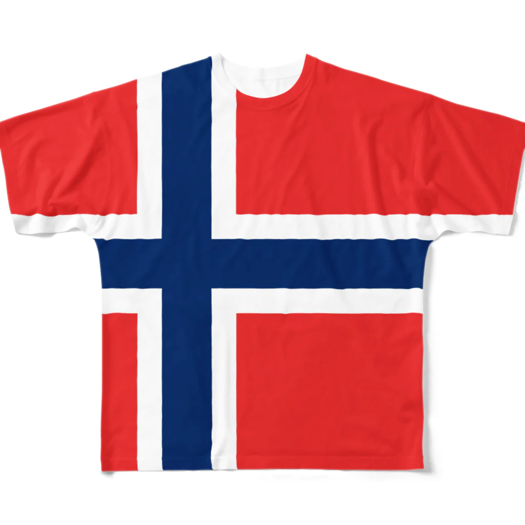 大のノルウェー国旗 全柄 フルグラフィックTシャツ