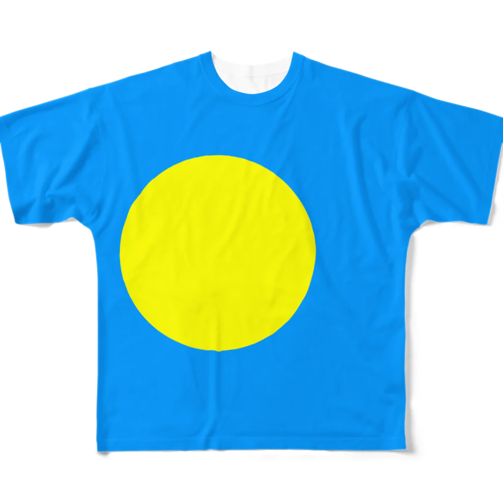 大のパラオ国旗 全柄 フルグラフィックTシャツ