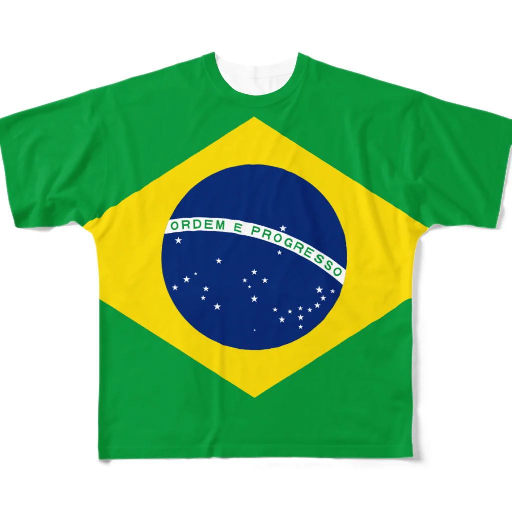 大のブラジル国旗 全柄 フルグラフィックTシャツ