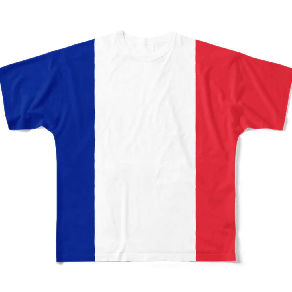 大のフランス国旗 全柄 All-Over Print T-Shirt