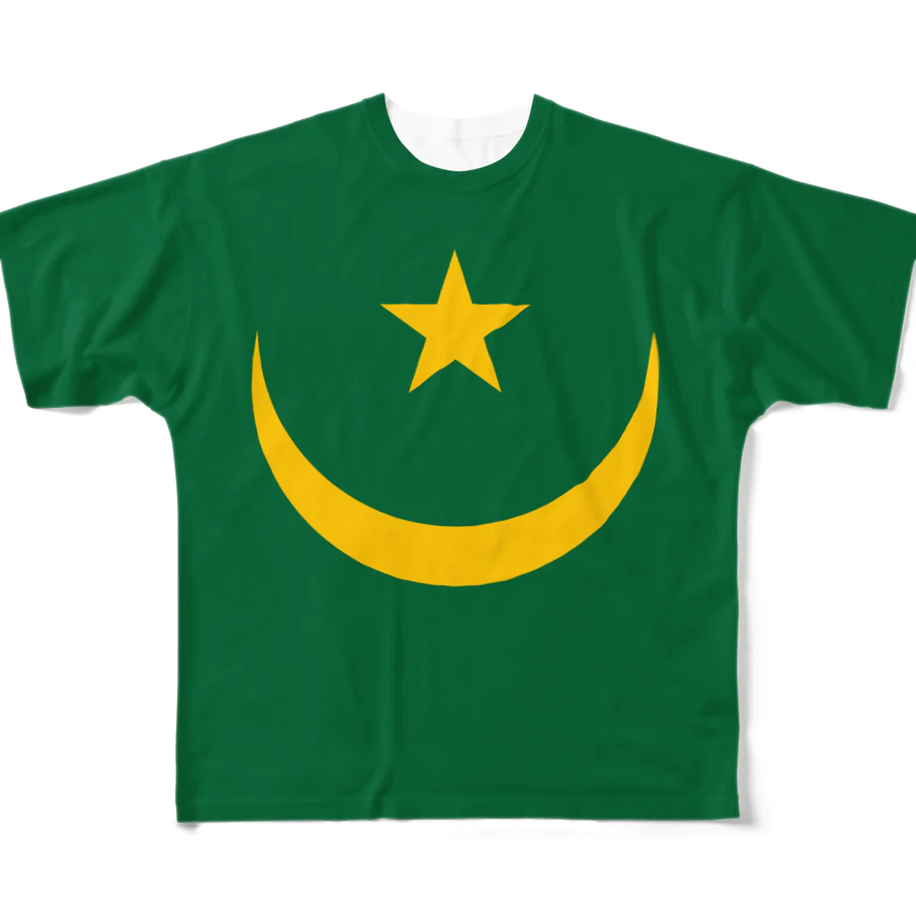 大のモーリタニア国旗 全柄 フルグラフィックTシャツ