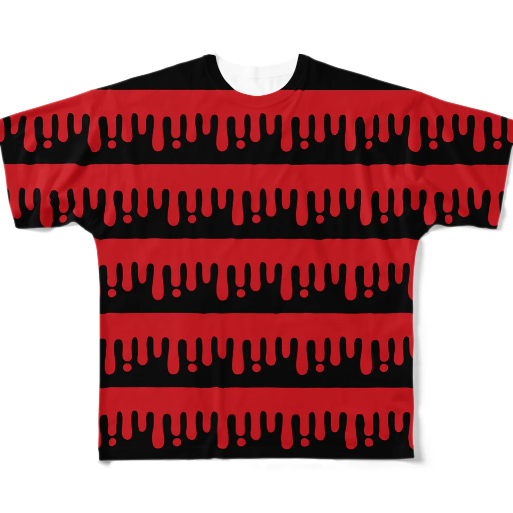 CHAX COLONY imaginariのmelty border(2/red×black) All-Over Print T-Shirt