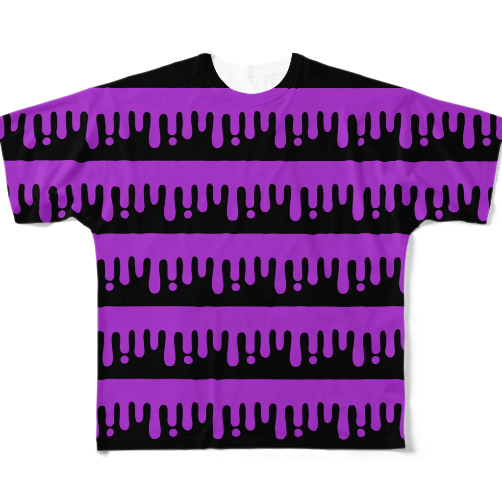 CHAX COLONY imaginariのmelty border(2/purple×black) All-Over Print T-Shirt