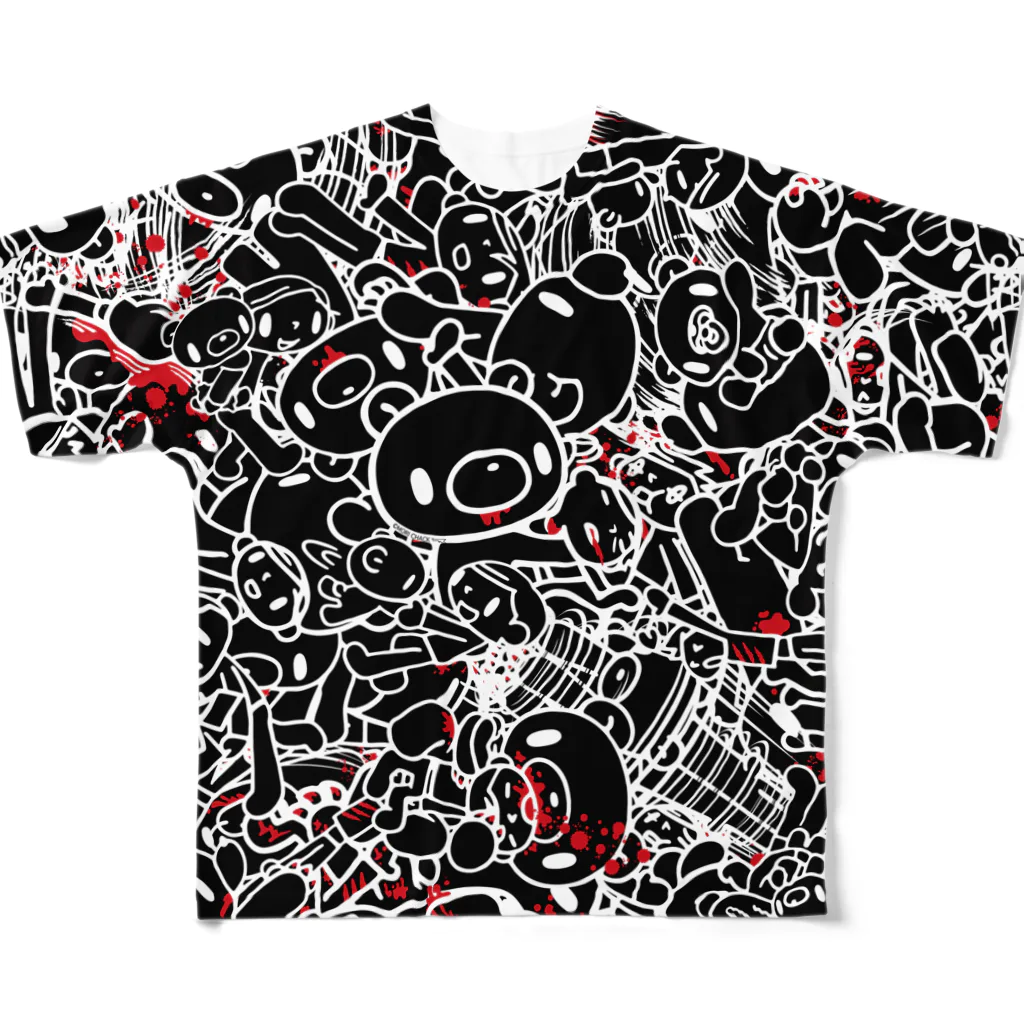 CHAX COLONY imaginariの【各20点限定】いたずらぐまのグル〜ミ〜(1/black) All-Over Print T-Shirt