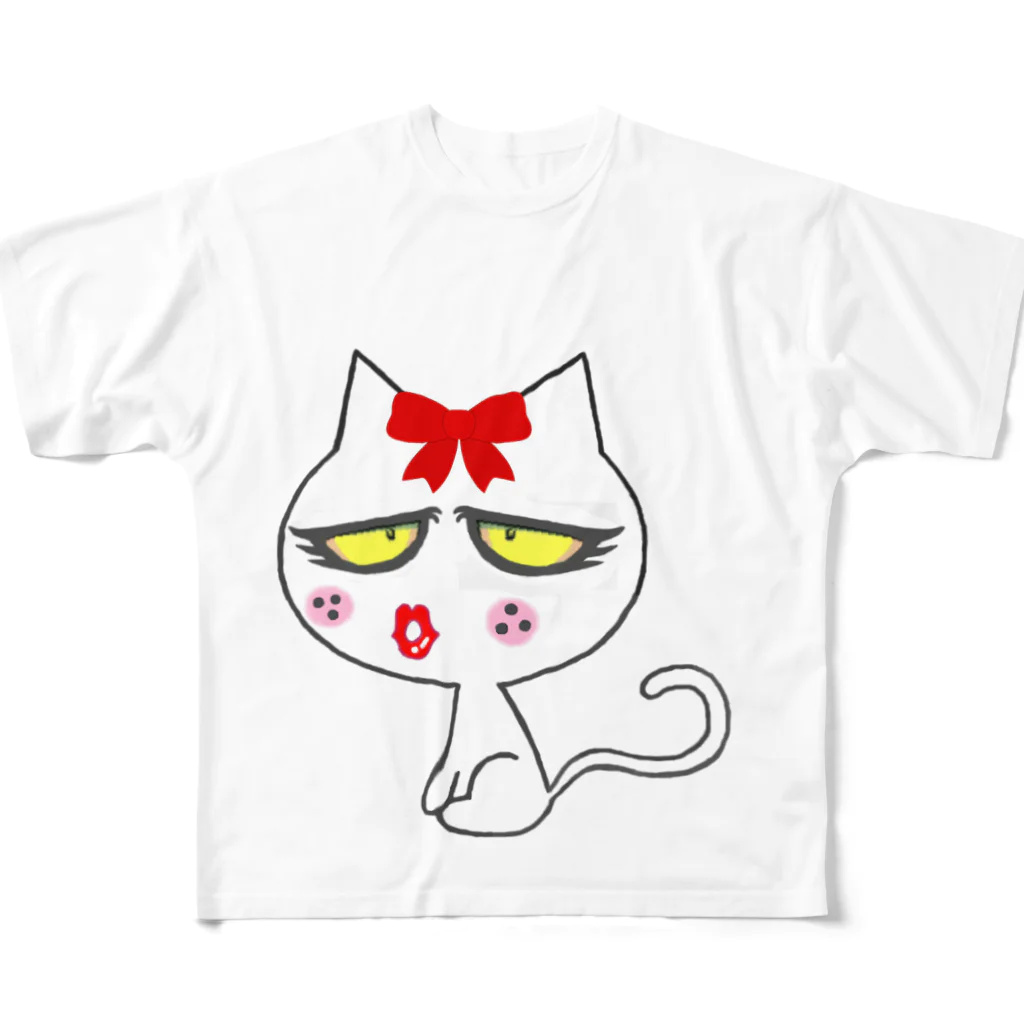 SEA's SHOPのリリーCAT ホワイトちゃん フルグラフィックTシャツ