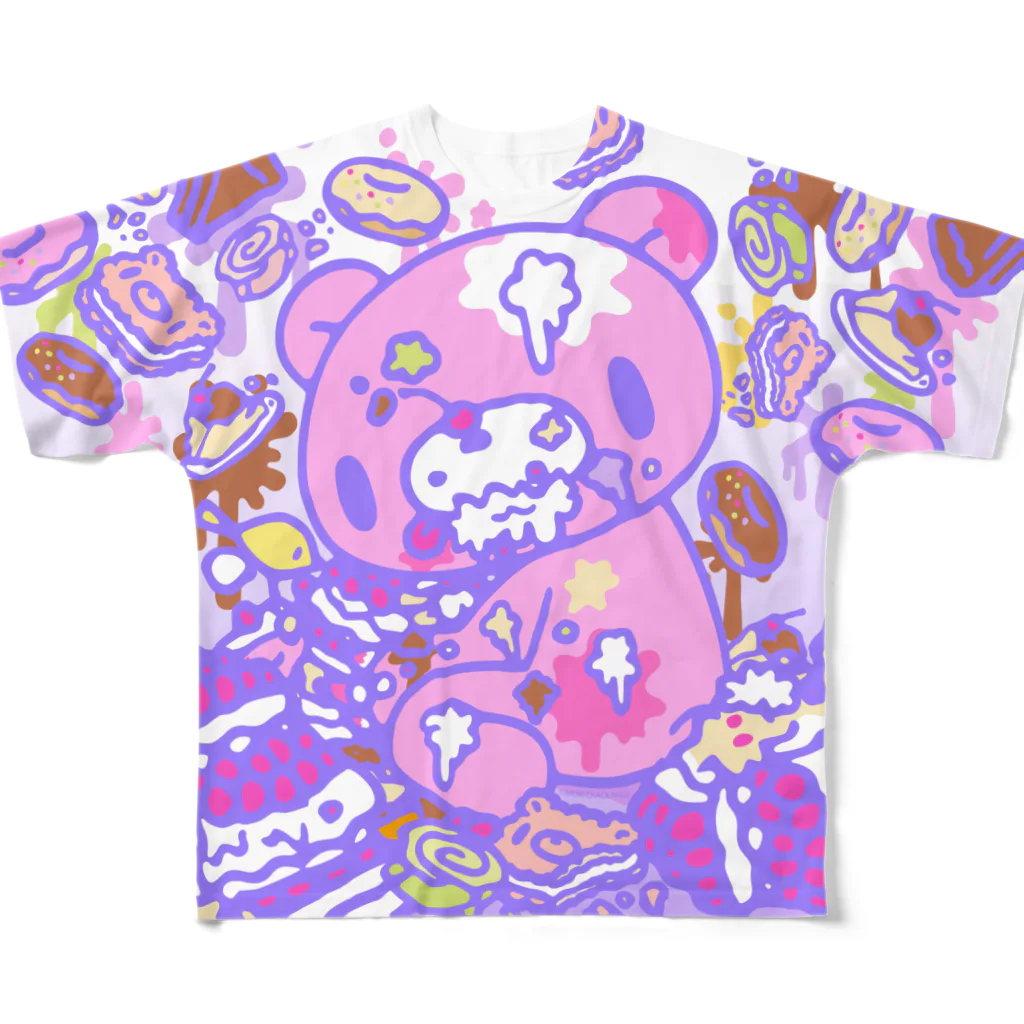 CHAX COLONY imaginariの【10点限定】いたずらぐまのグル〜ミ〜(8/special/lavender) フルグラフィックTシャツ