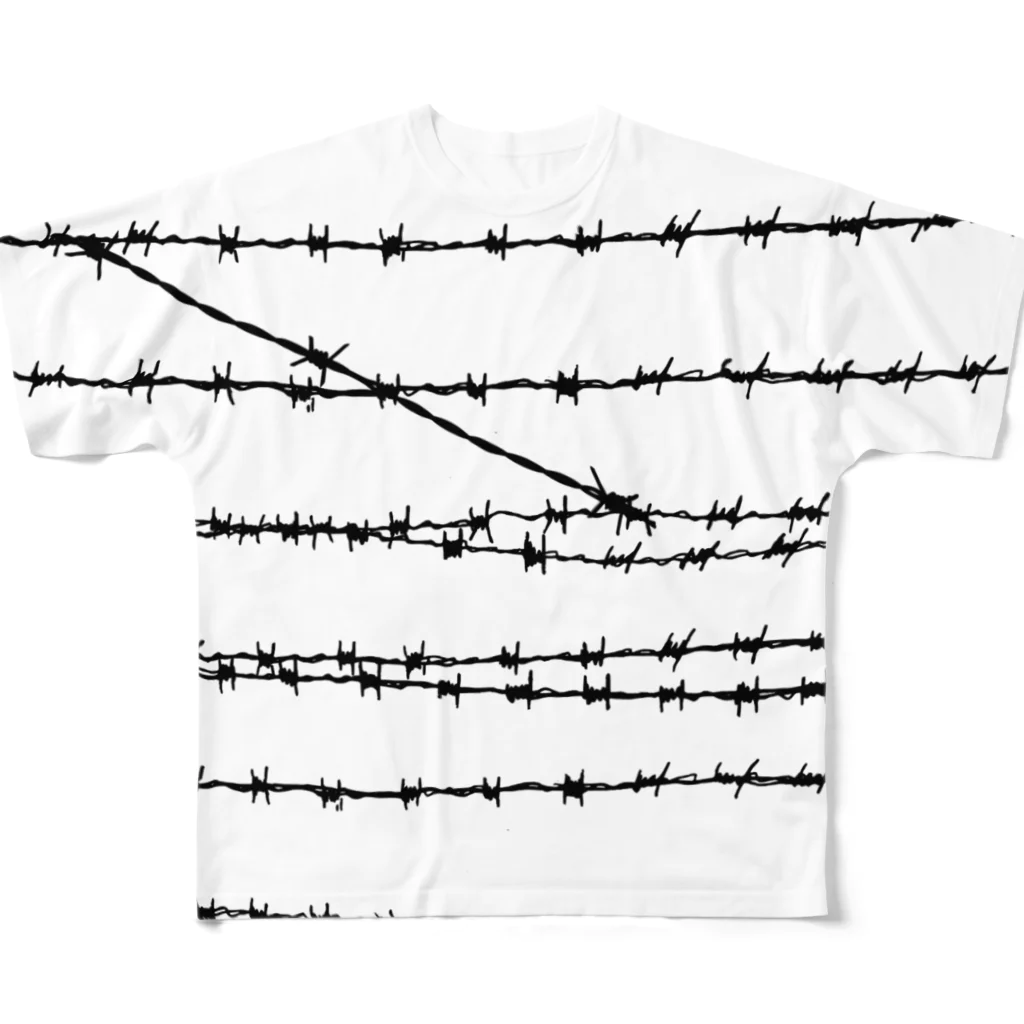 UK_StoreのBarbed border フルグラフィックTシャツ