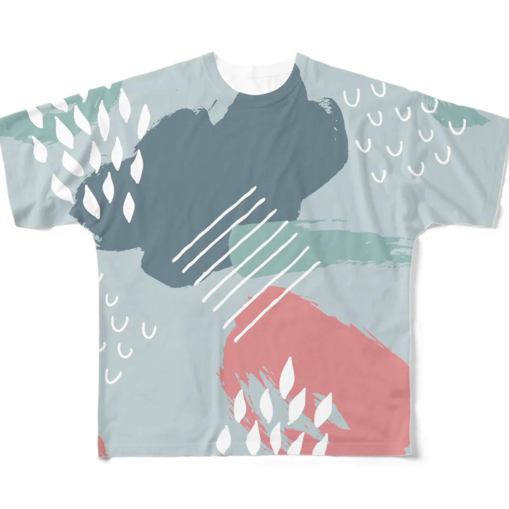 SANKAKU DESIGN STOREのモダンアートgray。 All-Over Print T-Shirt