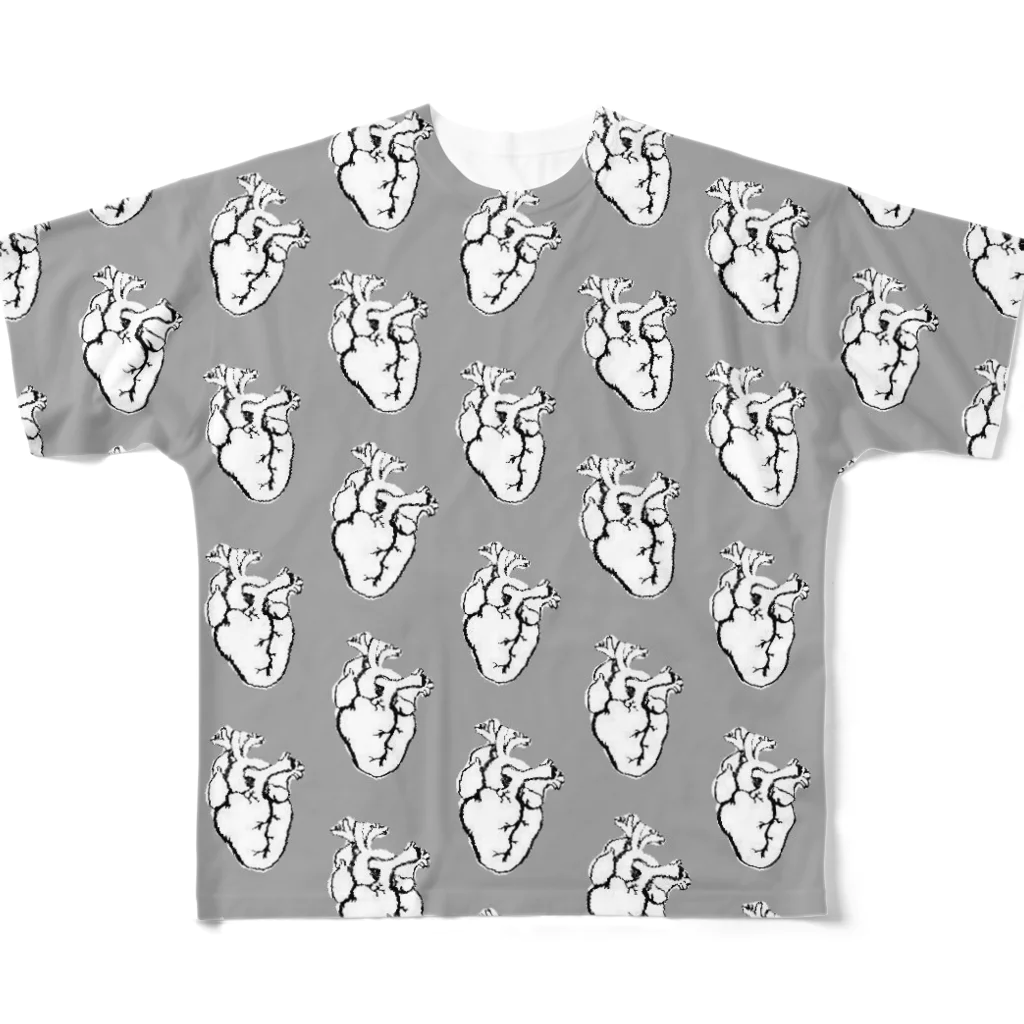 稀有のHEART フルグラフィックTシャツ