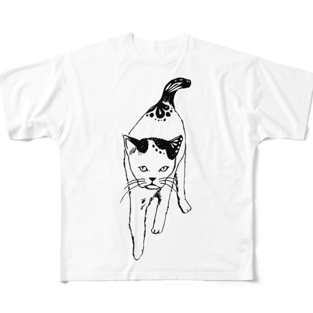 AIKO-COTSUBAKIのおねこさま フルグラフィックTシャツ