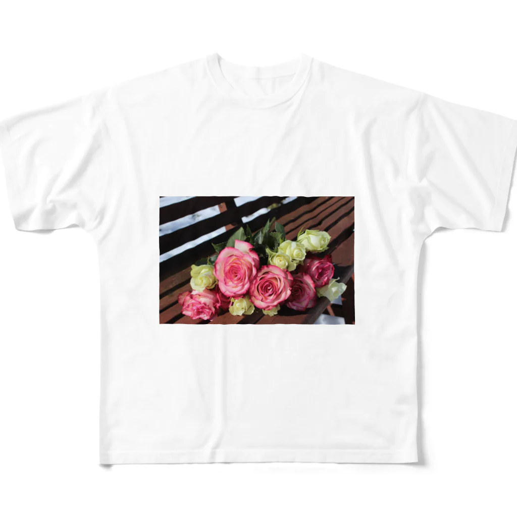 鈴屋の気まぐれ品の黄色の薔薇は金運アップの花 フルグラフィックTシャツ