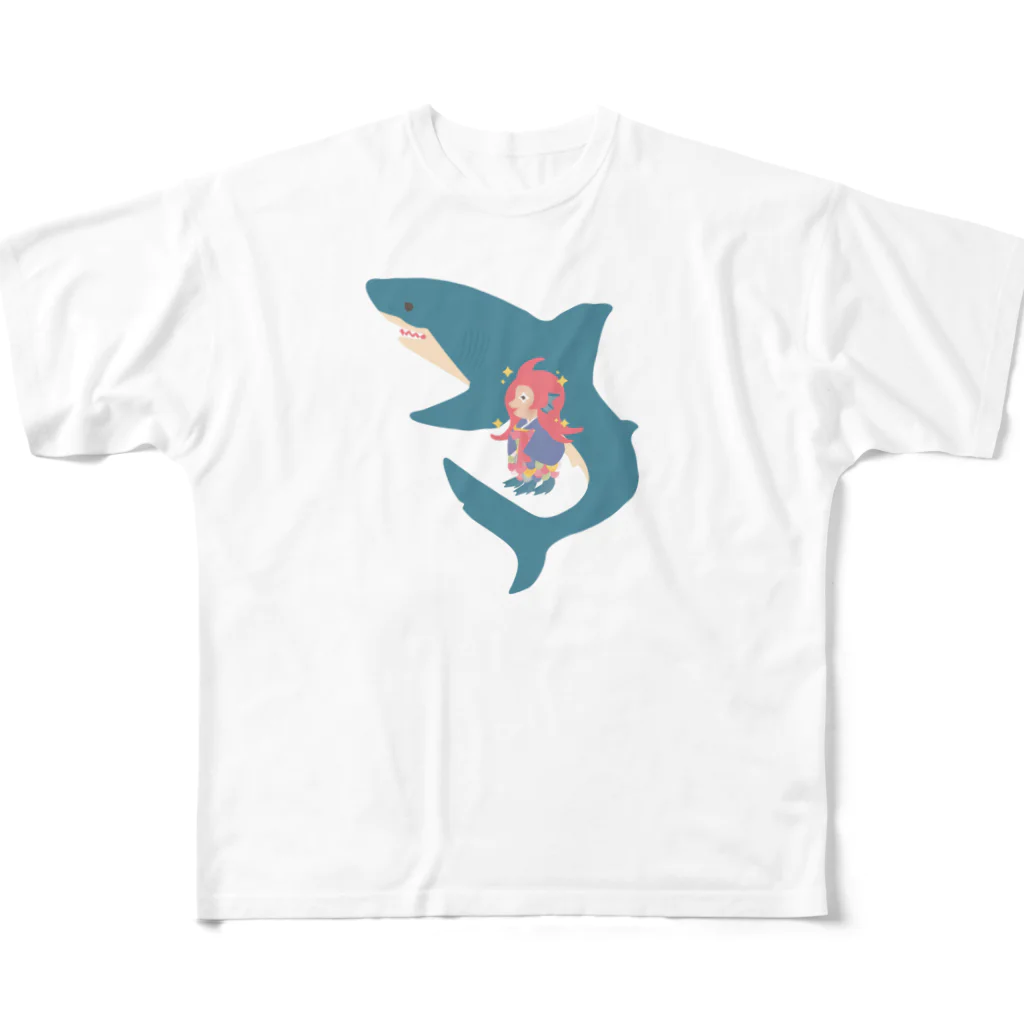 さかたようこ / サメ画家のアマビエさんとサメさん All-Over Print T-Shirt