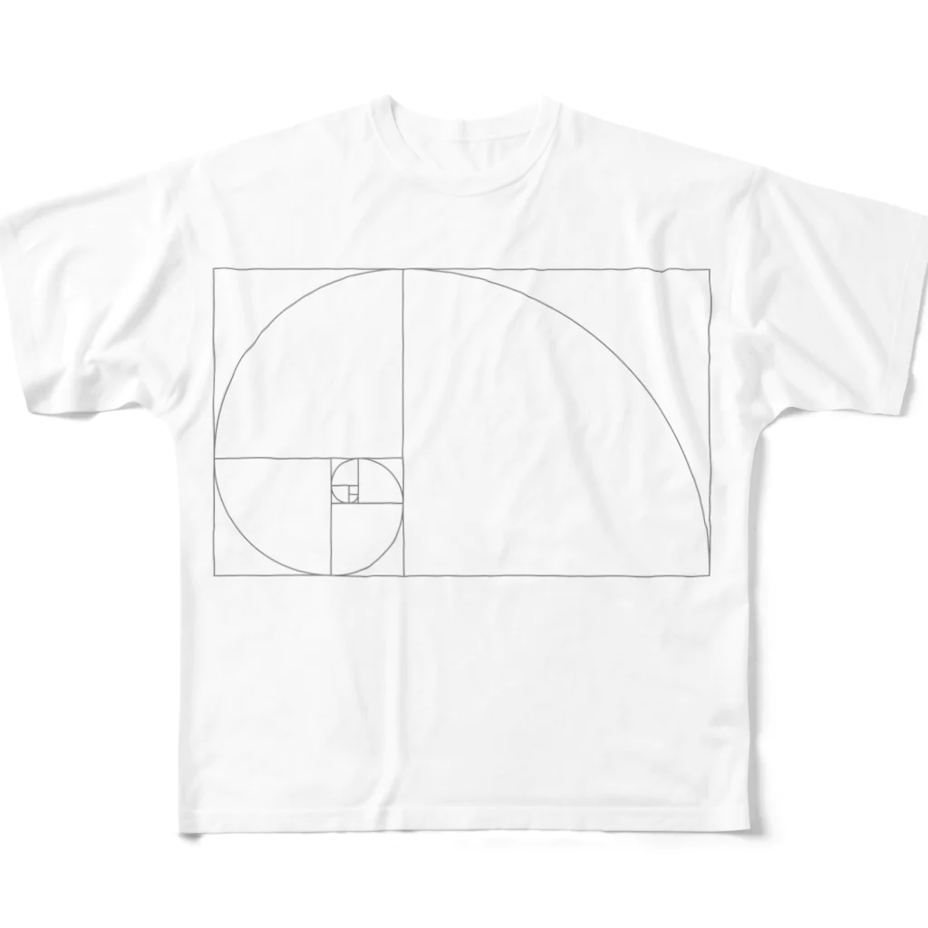 AURA_HYSTERICAのFibonacci_Blocks フルグラフィックTシャツ