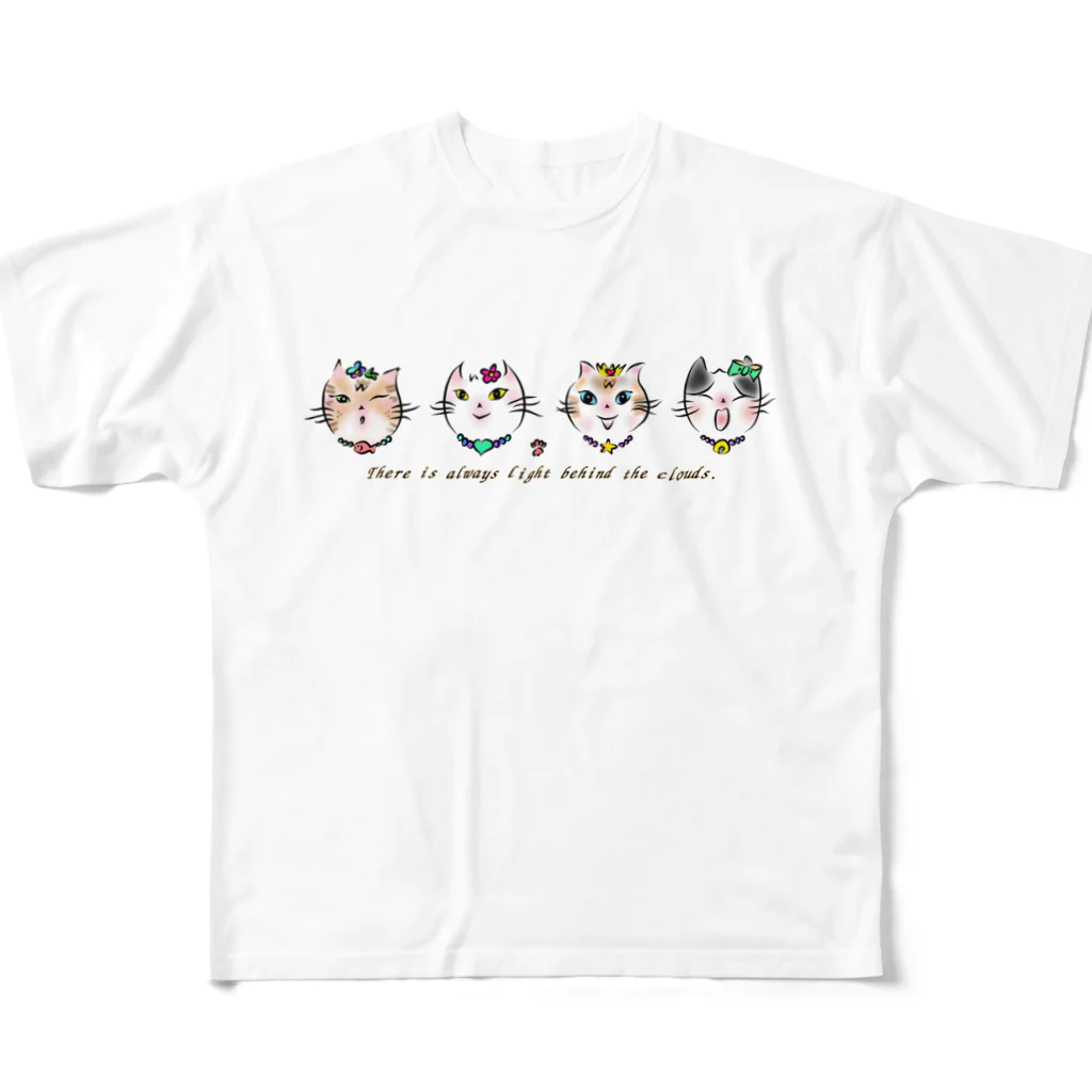 りんころRinのソーing部の保護猫　名言２　雲の向こうはいつも青空　 フルグラフィックTシャツ