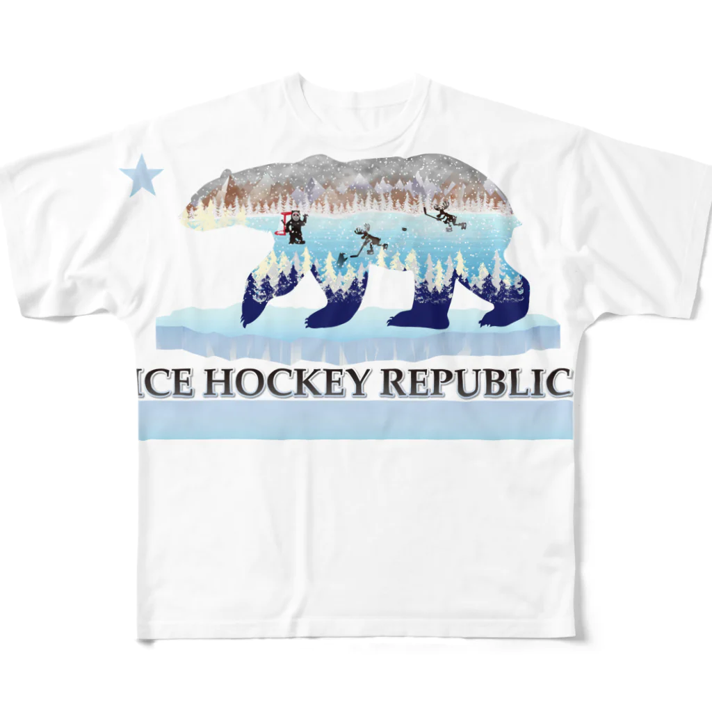 Hustle Hockeyのアイスホッケー リパブリック All-Over Print T-Shirt