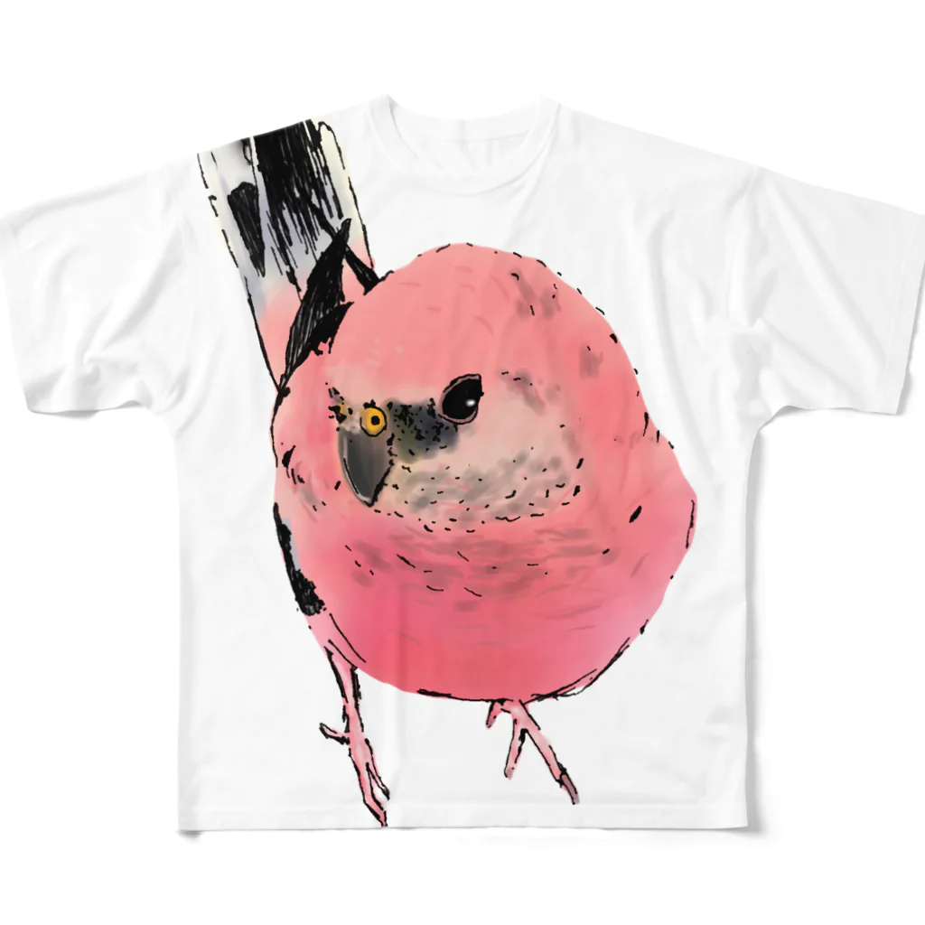 アキクサインコとウロコインコの見つめるアキクサインコ All-Over Print T-Shirt