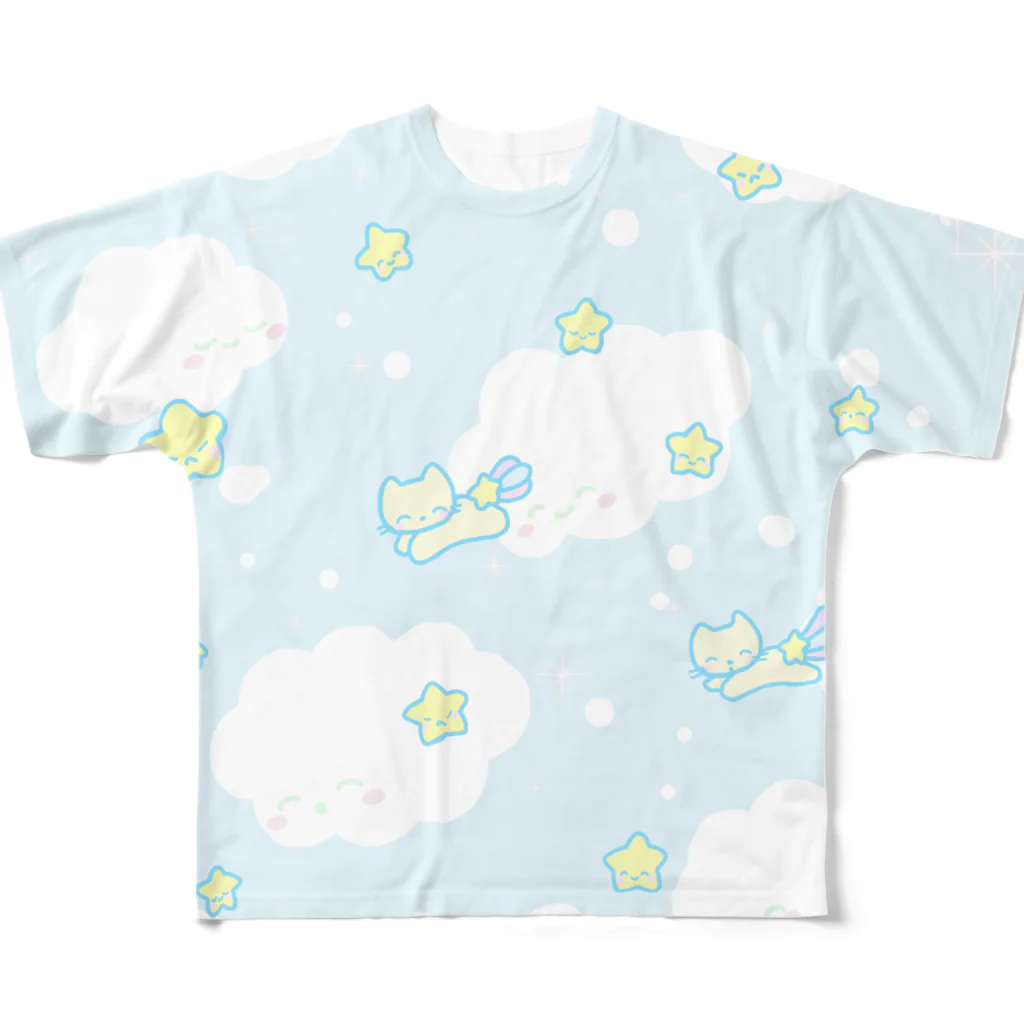 ようなぴしょっぴんぐまーとのにこにこお空 All-Over Print T-Shirt