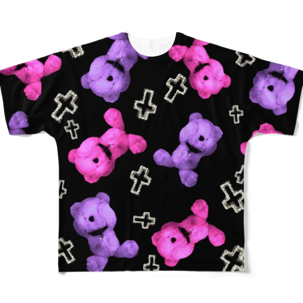 💜Salon de Lucia💜のPeek-a-boo CROSS Teddy BLUEBERRY×RASPBERRY  Random All-Over Print T-Shirt