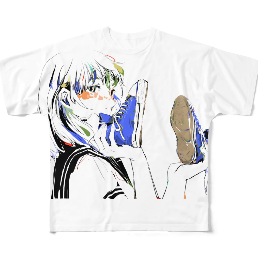 ゆのの青いスニーカー All-Over Print T-Shirt