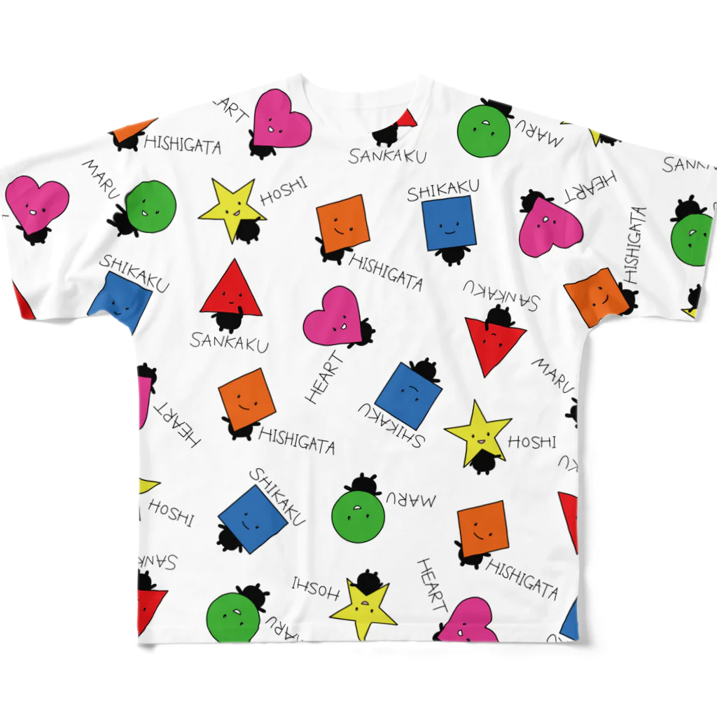 キッズポケットのいろんなかたちさん柄白 All-Over Print T-Shirt