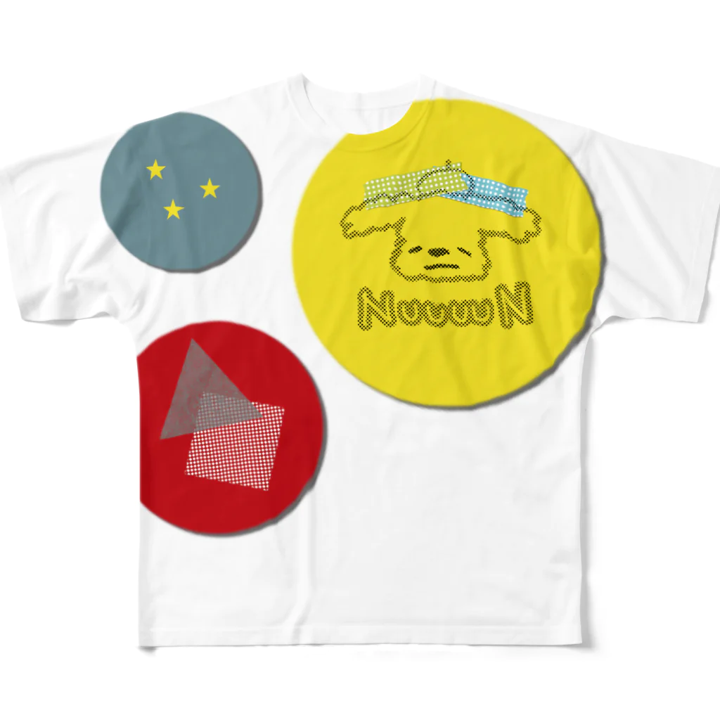 ゆるん屋。のvintage badge NuuuuN！ All-Over Print T-Shirt